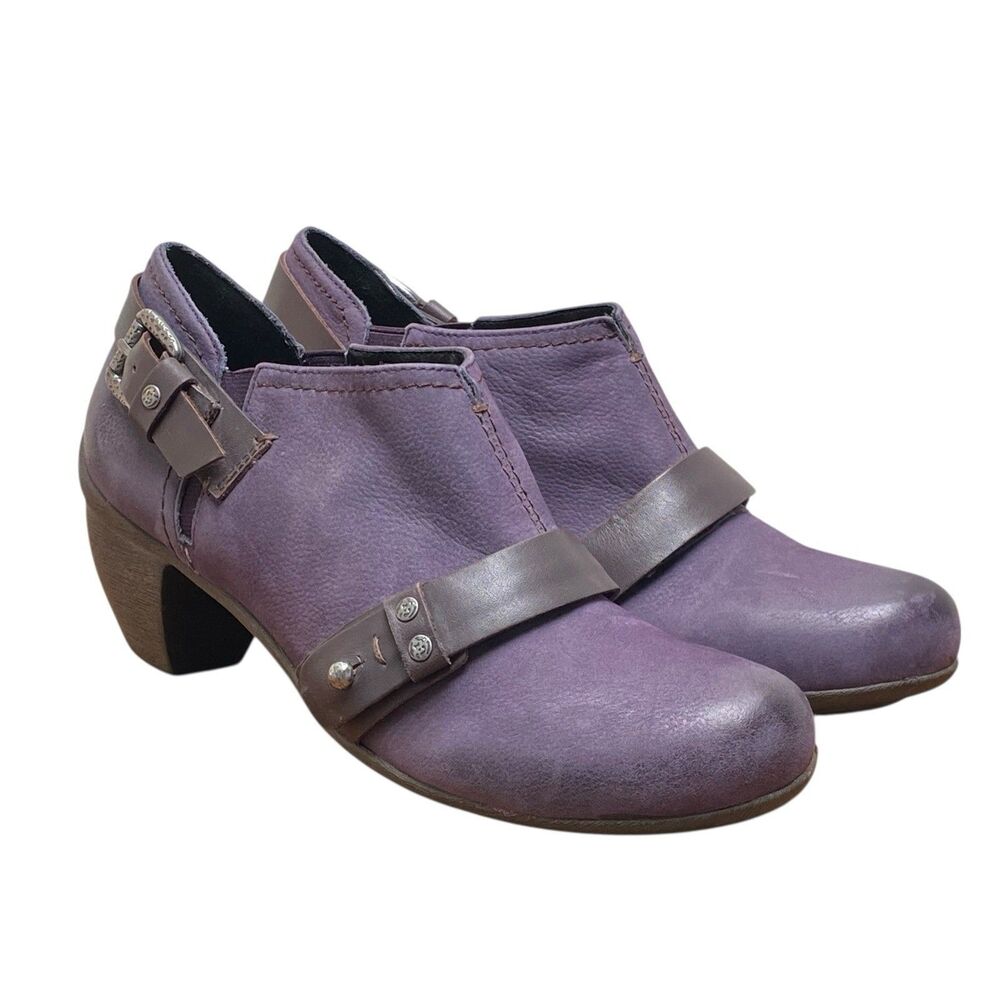 OTBT El‎ Reno Purple Leather Bootie Shootie Distressed Heeled Women Size 9